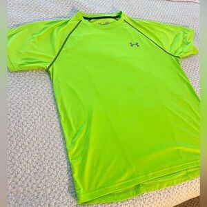 Under Armour Men’s Heat Gear Fitted Neon Green Short Sleeve Top Size Large